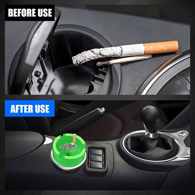 Lyxheth Glow in The Dark Ashtray, Car Ashtray, Cigarette Self-Extinguishing Car Cup Holder Ashtrays with Lid, Universal Portable Mini Vehicle Cigarette Trash Can Auto Accessories for Cars (Green) - Image 4